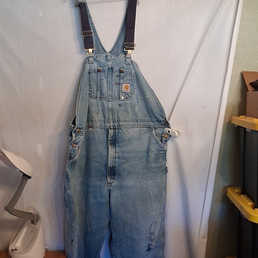 Carhartt Vintage Carpenter Blue Denim Overalls Size 48/34